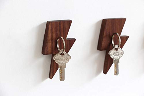 Novelty Magnetic Key Holder by WaldenTheory | Wooden| Hold key on Wall| Refrigerator Magnet | Modern Stylish Design | Made from Wood | Home and Office | Free Key Ring Included (Flash)