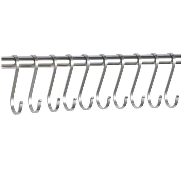 10 Pack Flat S Hooks Heavy Duty Hanging Hooks 304 Stainless Steel S Shaped Metal Kitchen Pot Pan Hangers Rack Hooks (XL/Flat/10pcs)
