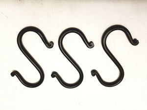 Wrought Iron Set Of 3 Small S" Hooks - Each Hook is 3 3/4" Long