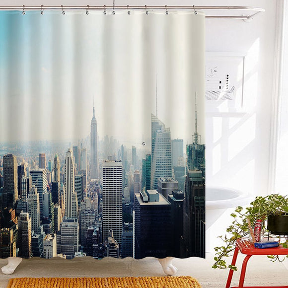 Roslynwood Tidy Decor New York Tapestry Shower Curtain, New York City Midtown with Empire State Building Polyester Fabric Waterproof Bath Curtain, 69X70in, Shower Curtain Hooks Included