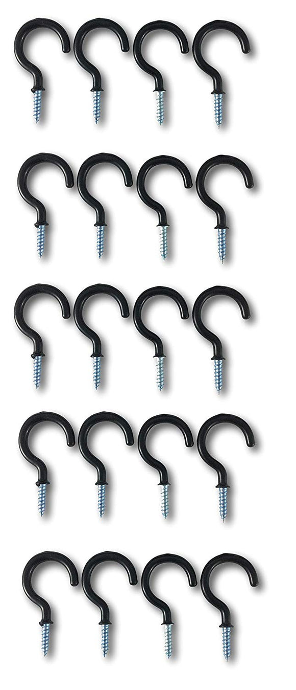 Butler in the Home 20 Count Large Giant Cup or Mug Hooks - Also Great for Garage Tool Storage and Organization (Black)
