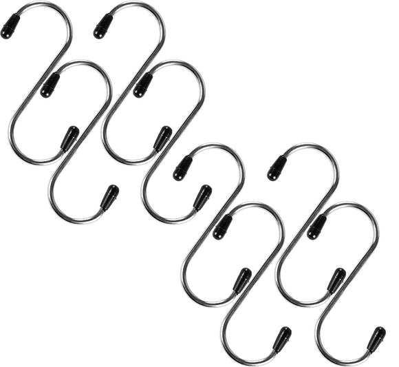Set of 4 S-Shaped 4-Inch Stainless Steel Hook Small Hanging Hooks Heavy Duty Hangers for Kitchen, Bathroom, Bedroom and Office (2 Pack)