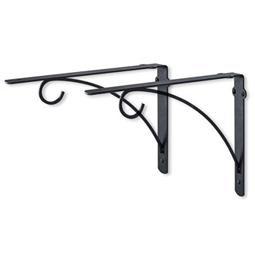 Rustic State Industrial Multi-Functional Iron Wall Bracket with Angled Up-Curled Hook Hanging Plant Pot Holder Frosty Black (2)