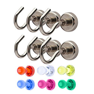 Maskeny Magnetic Hooks 40 lbs Heavy Duty Super Strong Neodymium Magnets for Kitchen Garage Indoor/Outdoor Organizing and Hanging - Large Cruise Ship Accessories [Bonus] Refrigerator Magnets