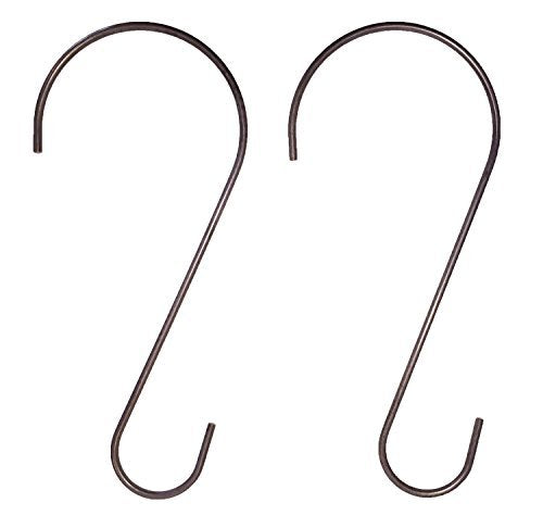 Hardware Hangups 12 Inch Heavy Duty Stainless Steel S Hooks / Tree Branch / Garden Hooks for Hanging Plants, Bird Feeders, Baskets, and More - Quantity of 2 - Made in the USA!