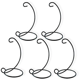 BANBERRY DESIGNS Ornament Display Stands Racks - Set of 5 Wrought Iron Black– 9 inches Tall- Christmas Ornament Glass Globe Terrarium Holder