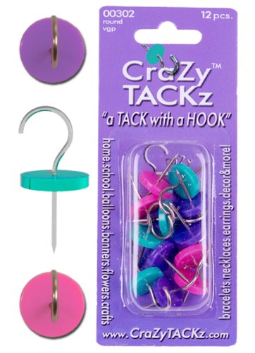 CraZy TACKz VGP-12pc Push pin, Violet, Green, Pink