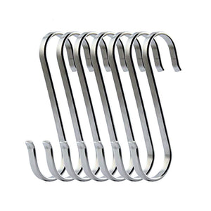 VircleK Stainless Steel Hooks S Shaped Hanging Hooks for Kitchenware Pots Utensils Plants Towels Gardening Tools Clothes, Set of 7