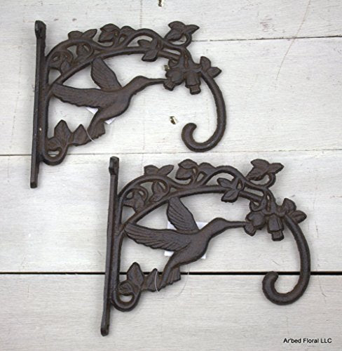 Upper Deck Large Cast Iron Wall Hook Hummingbird Large Plant Holder Hanger Set of 2 7.75 Inches Long By 7.25 Inches Tall By 1.75 Inches Wide