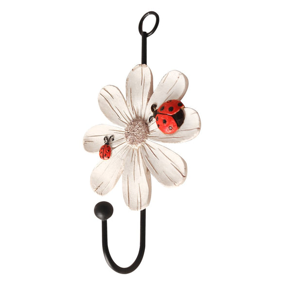 Dovewill Daisy Flower Wall Hook/Holder/Hanger Bag/Key/Coat/Towel Kitchen Storage - Red, 14x8cm