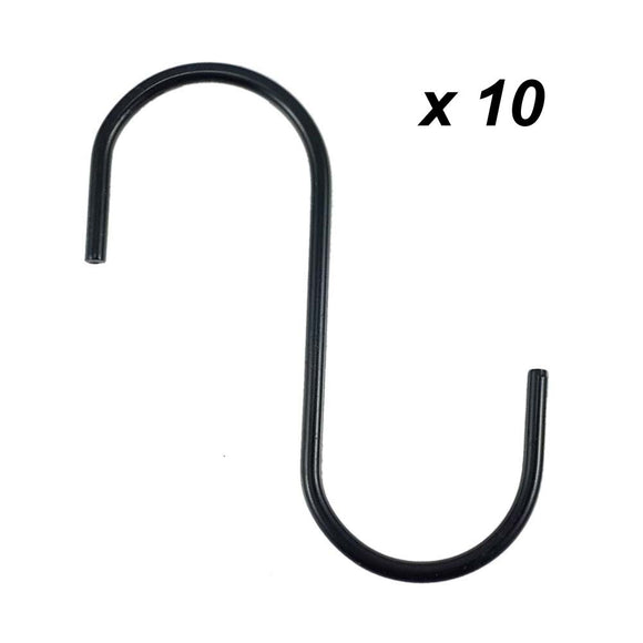 SumDirect Heavy-duty Steel Black S Hooks With PVC Coating For Hanging Plants, Towels, Pans, Pots, Bags, Curtains (10PCS)