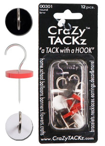 CraZy TACKz Bwr-12Pc Push Pin, Black/Red/White