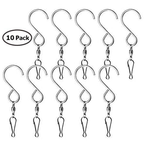ANZOME 10-Pack Smooth Spinning Swivel Clips, Wind Chime Mobile Spinner Hangers Crystal Twister Rotating Supply S-Hooks - 3.2 inches Long
