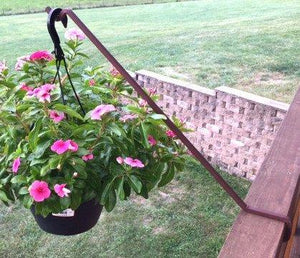 3-Pack, 23" Steel Angled Deck Potted Plant Hook-Rust