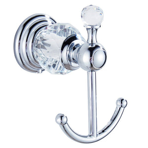 AUSWIND Antique Silver Coat Hook Clear Crystal White Towel Hooks 2 Hanger Wall Mounted Zinc Material WT