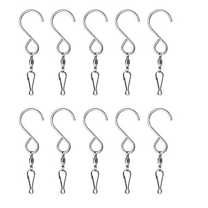 PYHOT Swivel Hooks Clips, 10pcs 360° Metal S Clips Hangers for Hanging Wind Spinner Rotate Spiral Tail Crystal Twister Display Party Decor