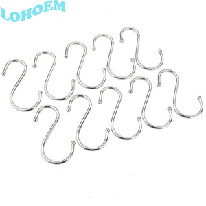 LOHOME® S Shaped Hooks, Pack of 20 PCS Stainless Steel Metal Hooks Kitchen Pot Pan Hanger Clothes Storage Rack (Small)