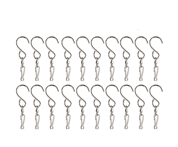 Bestsupplier 20 Pack Swivel Hooks Clips for Hanging Wind Spinners Wind Chimes Crystal Twisters Party Supply S Hooks