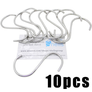 Shells 10 PCS Silver Color 3.3Inches S Shaped Stainless Metal Hooks Hangers For Home, Kitchen and Garage