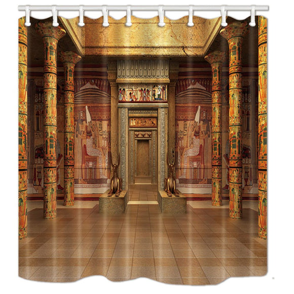 NYMB Egyptians Shower Curtains, Tombs with Egyptian Mural on The Wall in Vintage, Polyester Fabric Waterproof Bathroom Ancient Egypt Bath Curtain, Shower Curtain Hooks Included, 69X70in