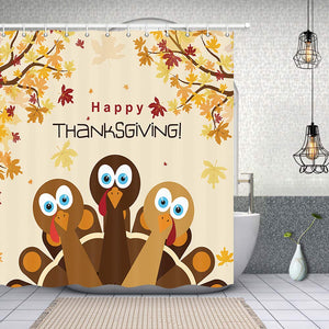 KOTOM Festival Shower Curtains for Bathroom, Turkey for Happy Thanksgiving, Polyester Fabric Waterproof Bath Curtain, Shower Curtain Hooks Included, 69X70in