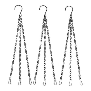 3 Pack Flower Pot Chain 19.8 Inch Hanging Flower Basket Galvanized Replacement Chain Hanger for Bird Feeders, Planters (Black)