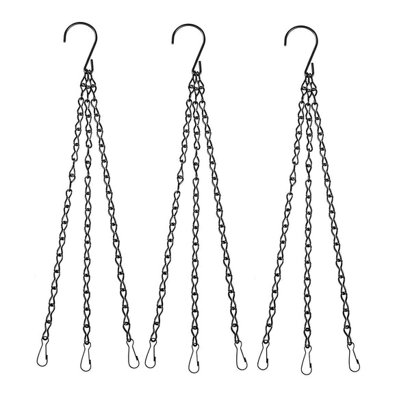 3 Pack Flower Pot Chain 19.8 Inch Hanging Flower Basket Galvanized Replacement Chain Hanger for Bird Feeders, Planters (Black)