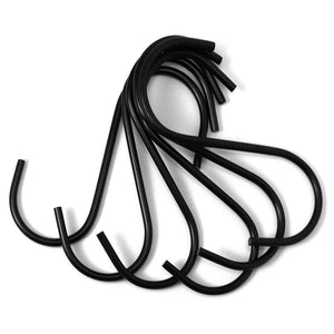 Flammi 20-Pack Round Heavy-Duty Stainless Steel S Shaped Hooks Kitchen S Type Hooks for Hanging Pans Pots Bags Towels (Black)