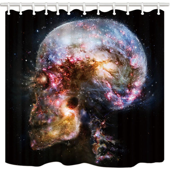 NYMB Interstellar Shower Curtain, Science Fiction Universe Skull Galaxy, Polyester Fabric Nebula Bath Curtain, Bathroom Shower Curtain Set with Hooks, 69X70in, Bathroom Accessories