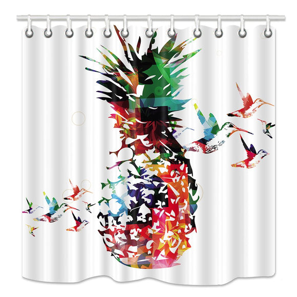 NYMB Pineapple Shower Curtain, Tropic Colorful Pineapple Fruits with Hummingbirds Shower Curtains, Waterproof Fabric Bathroom Decorations, Bath Curtains Hooks Included, 69X70 inches