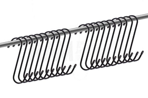 20pc Heavy-Duty 5" Steel S-Hooks Rust-Resistant Black Oxide Finish Great for Hanging Plants, Closets, Garage & Storage